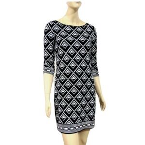 WHBM Geometric Print Sheath Fully Lined Dress
